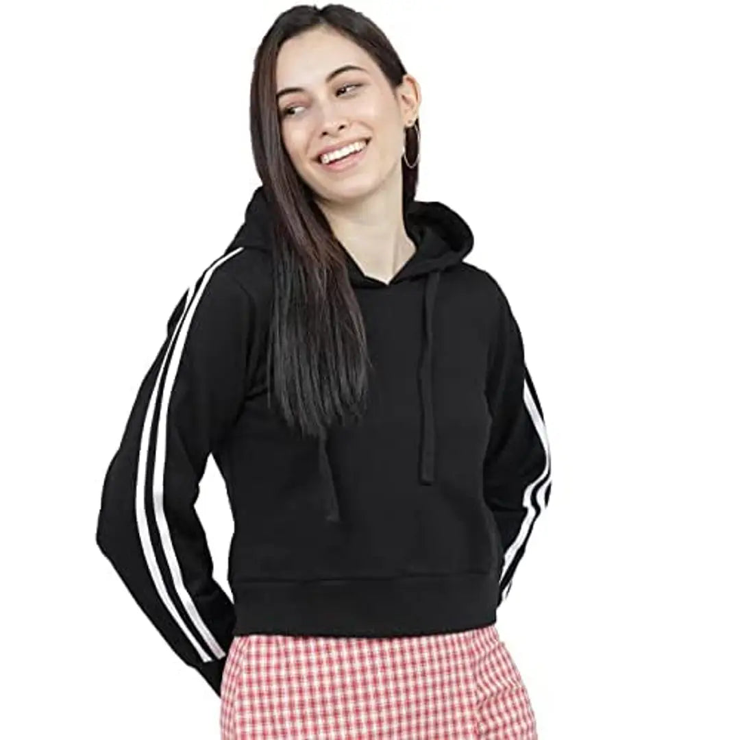 Jasan Crop Hoodies for Women |100% Cotton Full Sleeve Hoodies | Hooded Strip Croptops | Colourblock Hooded Sweatshirts