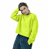 NOTWILD Women's Cotton Round Neck Casual Long Sleeve Pullover Crop Tops Sweatshirt Hoodie