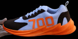 Mens Orange Mesh Self Design Sports Shoes