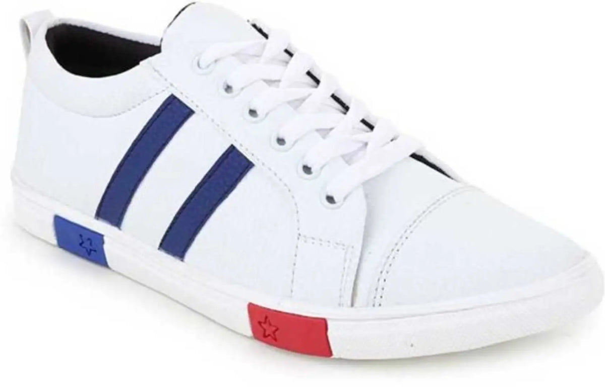 Trendy White Solid Sneakers For Men