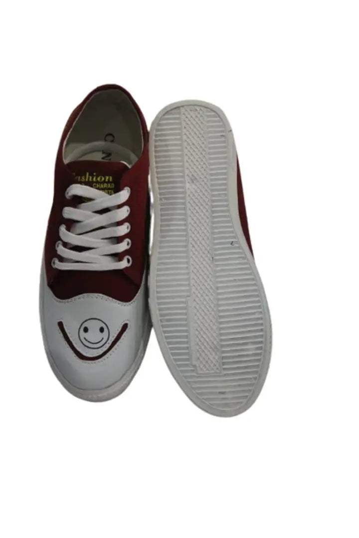 Mens Casual Sneaker Shoes ( Maroon, White)