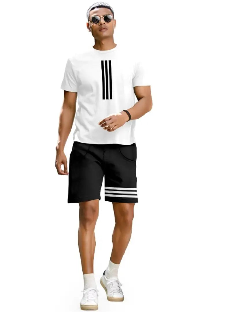 Men White T-shirt and Black Short Combo