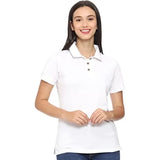 ROARERS Women Polo Neck White Pique Half Sleevess Cotton T-Shirt