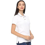 ROARERS Women Polo Neck White Pique Half Sleevess Cotton T-Shirt