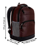 Leather World 15.6 inch PU Leather Travel USB College Laptop Backpack Men Women -Brown