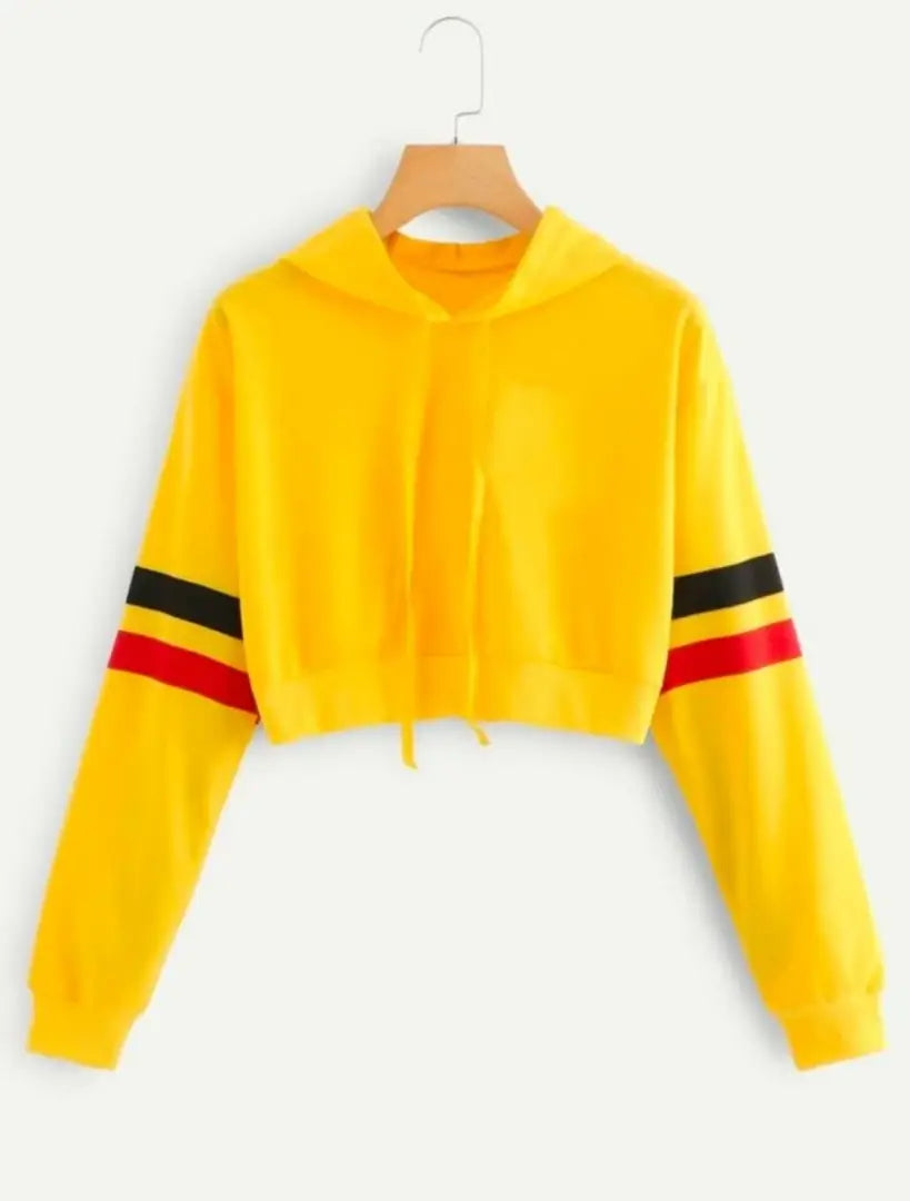 Most Demading And surperb Cotton Crop Top Hoodie With Long Sleeve Yellow