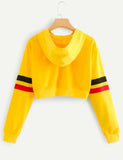 Most Demading And surperb Cotton Crop Top Hoodie With Long Sleeve Yellow