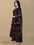 Womens  Georgette Floral Printed Kurtis With Pant and Dupatta