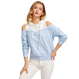 PDK Fashions Could Shoulder Hoodie for Women SkyBlue