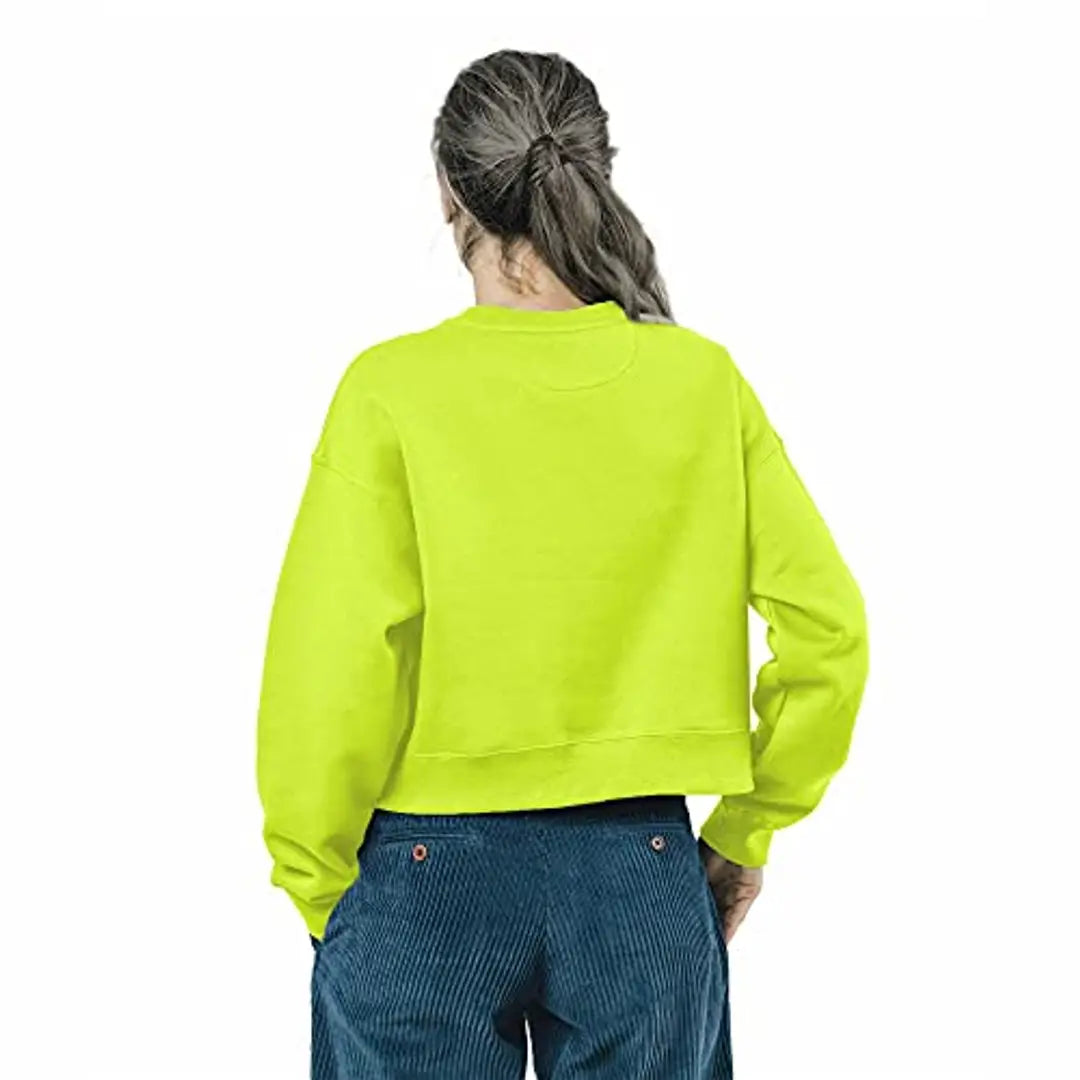 NOTWILD Women's Cotton Round Neck Casual Long Sleeve Pullover Crop Tops Sweatshirt Hoodie