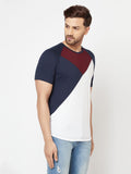 Cotton Color Block Half Sleeves Round Neck  T-Shirt