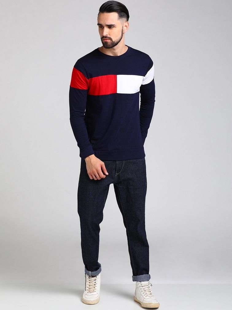 Cotton Color Block Full Sleeves T-Shirt