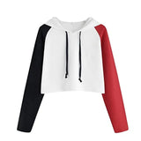Jasan Crop Hoodies for Women |100% Cotton Full Sleeve Hoodies | Hooded Raglan Croptops | Colourblock Hooded Sweatshirts