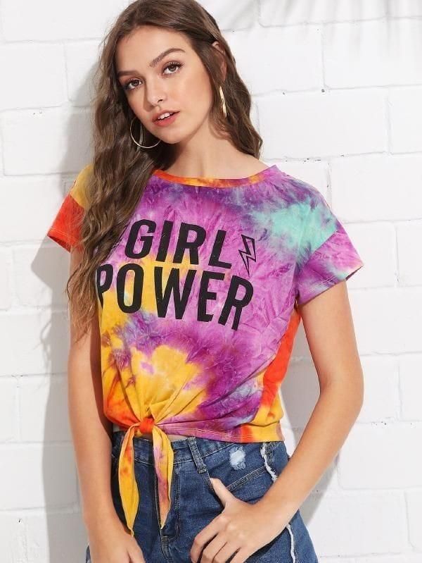 Women's Hosiery Tie Dye Printed Regular T-Shirt