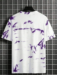 Spab Men & Women Printed Casual Purple, White T-Shirt