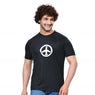 Cotton Blend Round Neck Printed T-Shirt for Men (Black, S)
