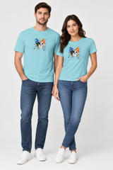 Surf Blue couple wearing Cat t-shirt