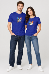 Royal Blue couple wearing Cat t-shirt