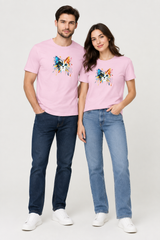 Light Pink couple wearing Cat t-shirt