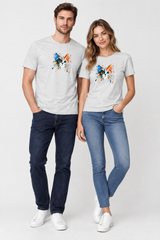 Melange Grey couple wearing Cat t-shirt