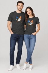 Black couple wearing Cat t-shirt