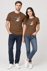 Coffee Brown couple wearing Cat t-shirt