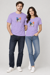 Iris Lavender couple wearing Cat t-shirt