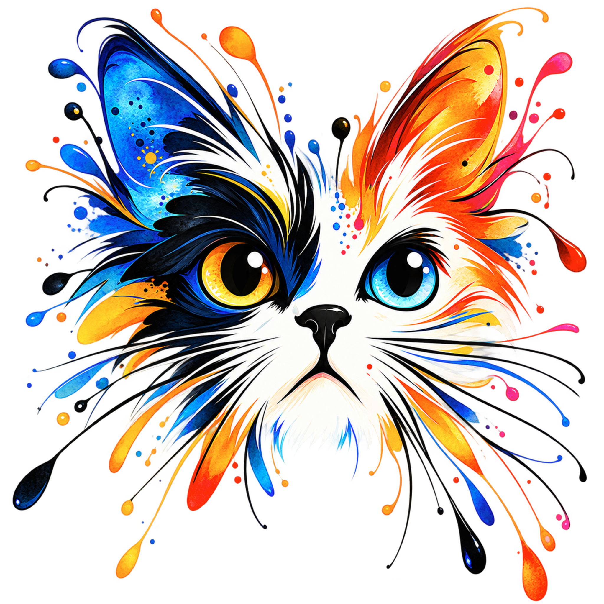 Colour Splash Cat original illustration detail