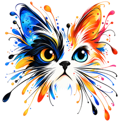 Colour Splash Cat original illustration detail